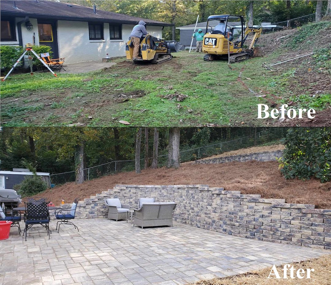 Backyard Transformation: Paver Patio & Retaining Wall Installation in Homewood, Al